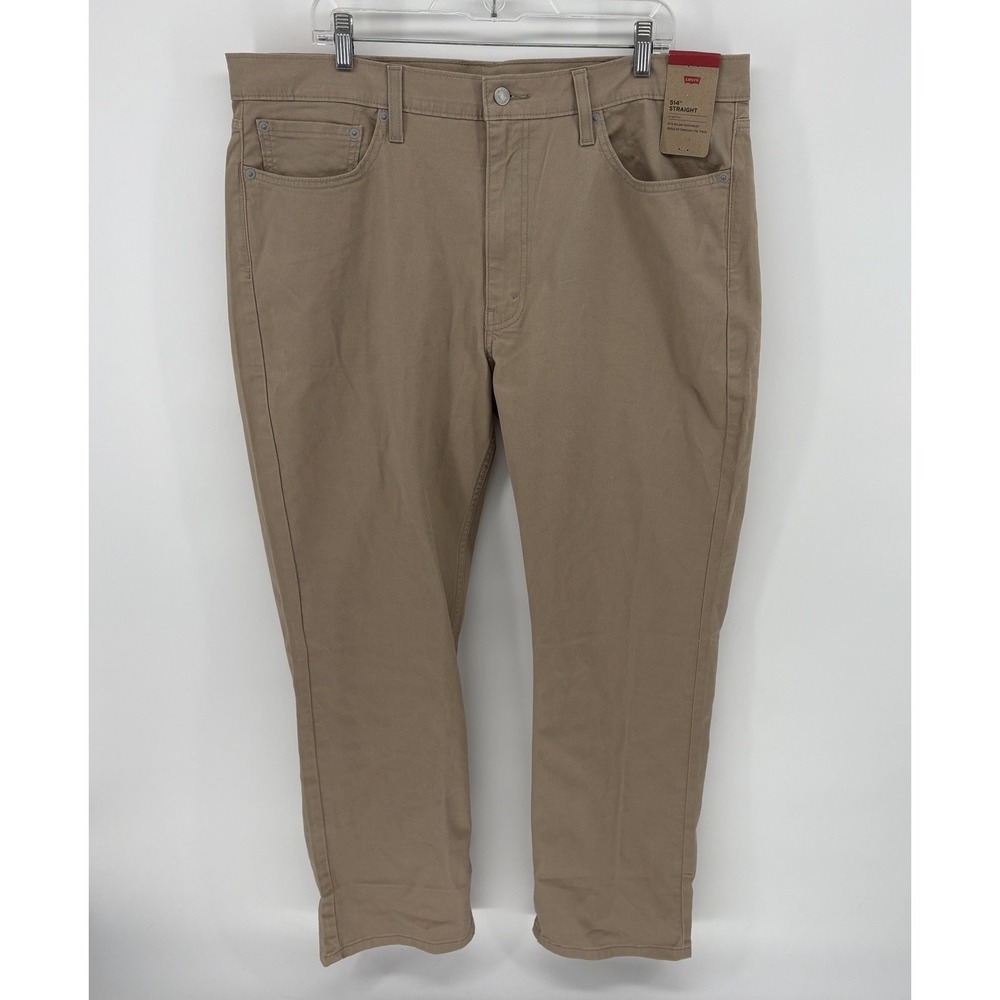 New Levis 514 Pants Mens Size 40 x 30 Straight Stretch Tan Cotton 5 Pocket